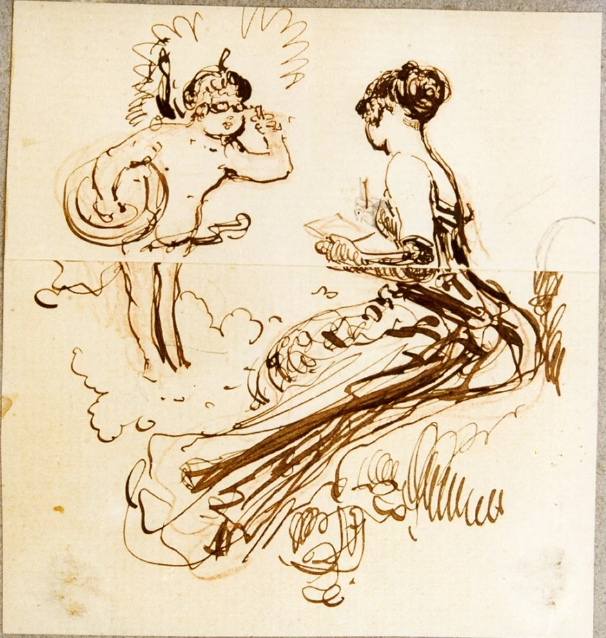 Studio di donna che scrive con amorino - Certosa e Museo Nazionale S. Martino, Napoli